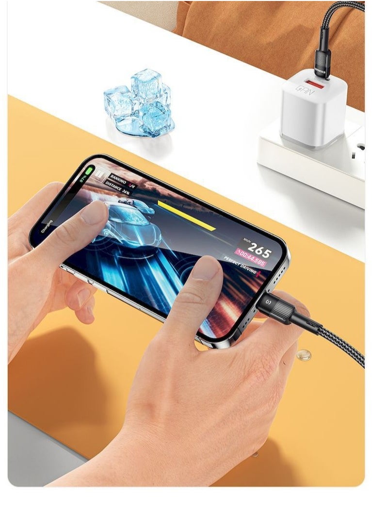 ESSAGER - Super Durable Fast Charging Cable USB Type C Cable For iPhone 15 14 13 12 11 8 7 6 Pro Max XS Xr iPad Series PD 30W Fast Charge Charger Lightning Wire Cord 1 Meter - Image 1