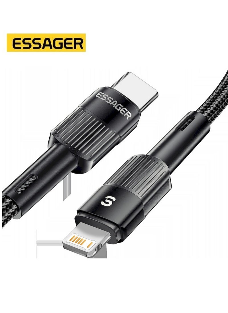 ESSAGER - Super Durable Fast Charging Cable USB Type C Cable For iPhone 15 14 13 12 11 8 7 6 Pro Max XS Xr iPad Series PD 30W Fast Charge Charger Lightning Wire Cord 1 Meter - Image 1