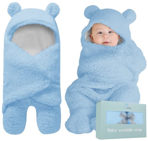BlueMello Baby Swaddle Blanket | Ultra-Soft Plush Essential for Infants 0-6 Months | Receiving Swaddling Wrap Blue | Ideal Newborn Registry and Toddler Boy Accessories | Perfect Baby Girl Shower Gift - Image 1