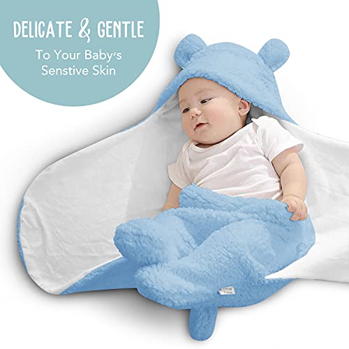 BlueMello Baby Swaddle Blanket | Ultra-Soft Plush Essential for Infants 0-6 Months | Receiving Swaddling Wrap Blue | Ideal Newborn Registry and Toddler Boy Accessories | Perfect Baby Girl Shower Gift - Image 3