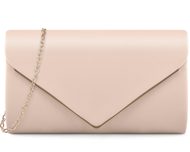 TINDTOP Clutch Purses for Women, PU Leather Formal Evening Bags Shoulder Party Handbags Wedding Cocktail Prom Clutches (B-Pink) - Image 1