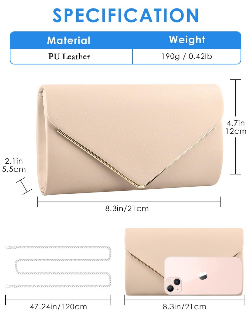TINDTOP Clutch Purses for Women, PU Leather Formal Evening Bags Shoulder Party Handbags Wedding Cocktail Prom Clutches (B-Pink) - Image 4