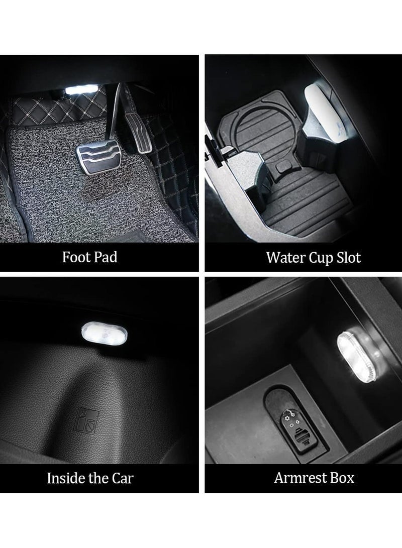قطعتان من مصابيح LED الداخلية للسيارة، إضاءة داخلية بيضاء محيطة للسيارة، قابلة لإعادة الشحن عبر USB، ضوء سيارة لاسلكي يعمل باللمس مع 6 خرزات مصباح LED ساطعة، ضوء ليلي LED لتزيين السيارة - Image 5