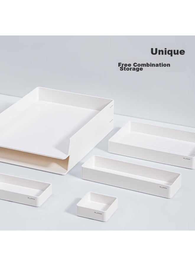 NUSIGN Deli Nusign Office Storage 6-piece Set, German Creative Design Diy File Organizer Desk Organizer New Employee Kit, Plain White Ns001 - Image 3