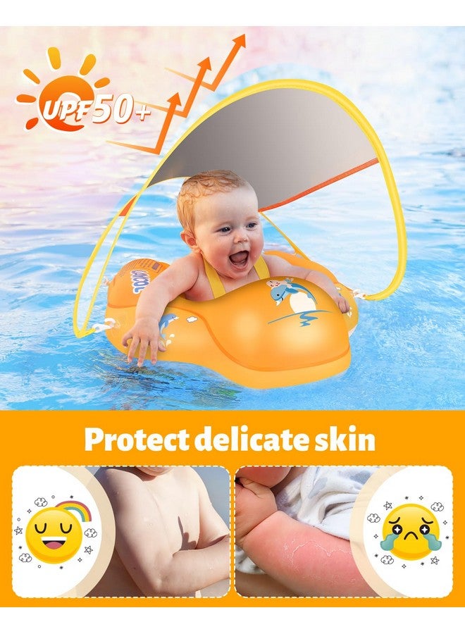 LAYCOL Baby Swimming Float Inflatable Baby Pool Float Ring Newest With Sun Protection Canopy Add Tail No Flip Over For Age Of 3 36 Months (Orange L) - Image 2