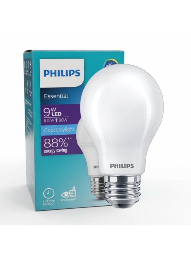 فيليبس مصباح LED بقوة 9 واط وقاعدة E27، موفر للطاقة، إضاءة بيضاء ساطعة 6500 كلفن، 950 لومن، قاعدة E27 قياسية، عمر طويل، إضاءة صديقة للبيئة - Image 2