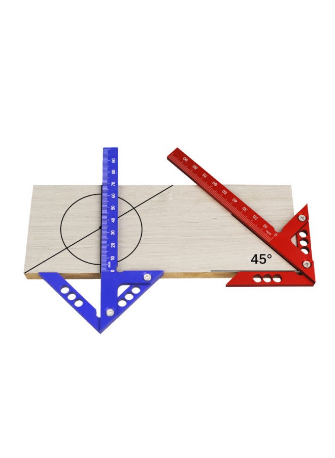 Aluminum Alloy Angle Ruler Center Ruler 45 Degree Triangle Arrow Right Angle Positioning Ruler 90 Degree Angle Ruler Woodworking Marking Ruler-Model:A1196 Red Metric [bag] 31.4g - Image 3
