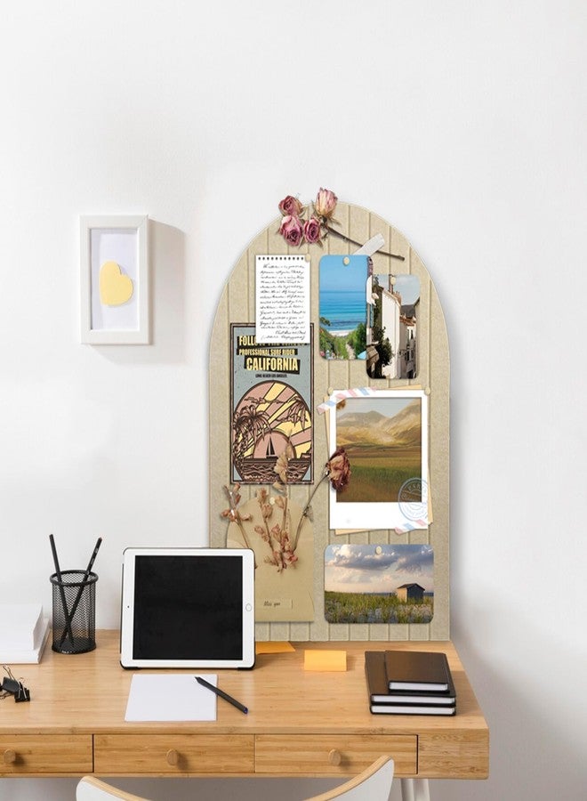 YCCYYCCY Large Cork Board Alternative, 23.6" x 31.5" Arch Felt Bulletin Board with 20 Wooden Pushpins & Safe Removable Adhesive Tabs, Display Board for School, Home, Office Decor(A-Cinnamon) - Image 5