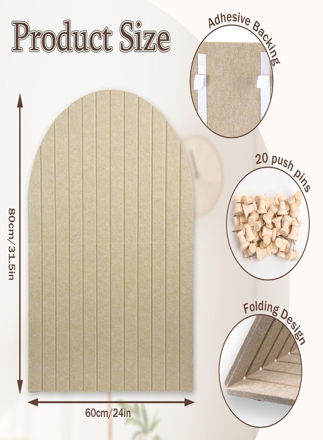 YCCYYCCY Large Cork Board Alternative, 23.6" x 31.5" Arch Felt Bulletin Board with 20 Wooden Pushpins & Safe Removable Adhesive Tabs, Display Board for School, Home, Office Decor(A-Cinnamon) - Image 2
