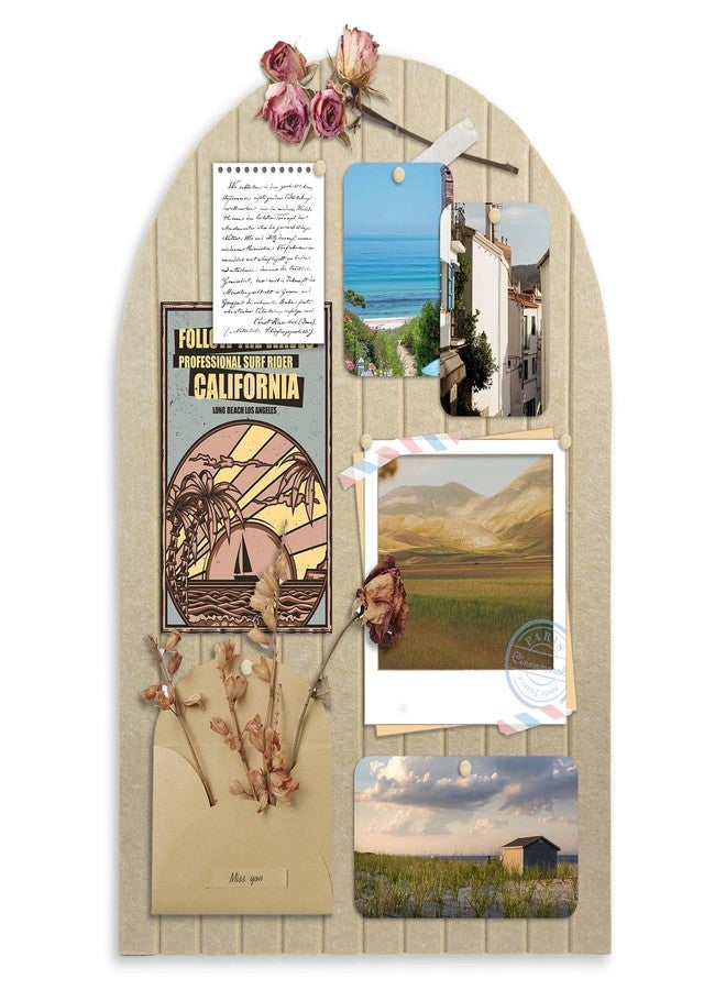 YCCYYCCY Large Cork Board Alternative, 23.6" x 31.5" Arch Felt Bulletin Board with 20 Wooden Pushpins & Safe Removable Adhesive Tabs, Display Board for School, Home, Office Decor(A-Cinnamon) - Image 1