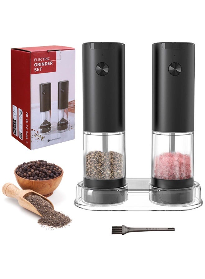Sinyin Electric Salt and Pepper Grinder Set of 2, Automatic Spice Mill with Adjustable Coarseness, Battery Operated Pepper Grinder, Stainless Steel Salt Mill for Kitchen, BBQ and Restaurant - Image 1