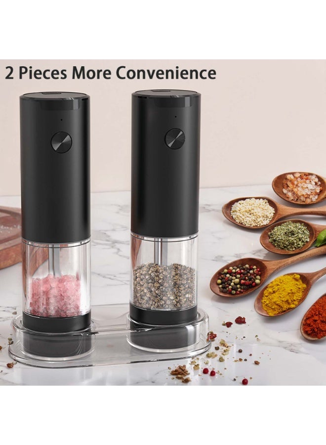 Sinyin Electric Salt and Pepper Grinder Set of 2, Automatic Spice Mill with Adjustable Coarseness, Battery Operated Pepper Grinder, Stainless Steel Salt Mill for Kitchen, BBQ and Restaurant - Image 2