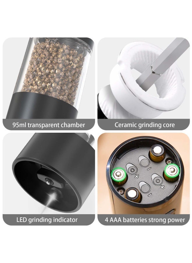 Sinyin Electric Salt and Pepper Grinder Set of 2, Automatic Spice Mill with Adjustable Coarseness, Battery Operated Pepper Grinder, Stainless Steel Salt Mill for Kitchen, BBQ and Restaurant - Image 4