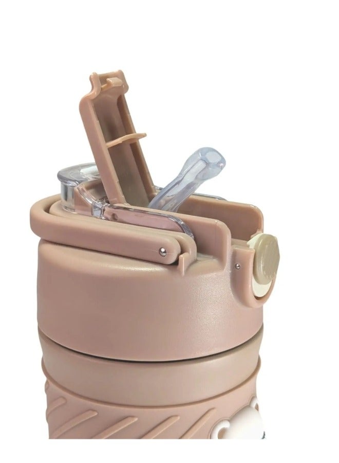 Happy Home Travel Coffee Mug with Lid, 450ml, Double Wall Vacuum Stainless Steel, Thermal Insulated Metal Cup for Hot and Cold Drinks (Light Brown) - Image 3