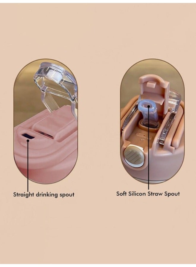 Happy Home Travel Coffee Mug with Lid, 450ml, Double Wall Vacuum Stainless Steel, Thermal Insulated Metal Cup for Hot and Cold Drinks (Light Brown) - Image 5