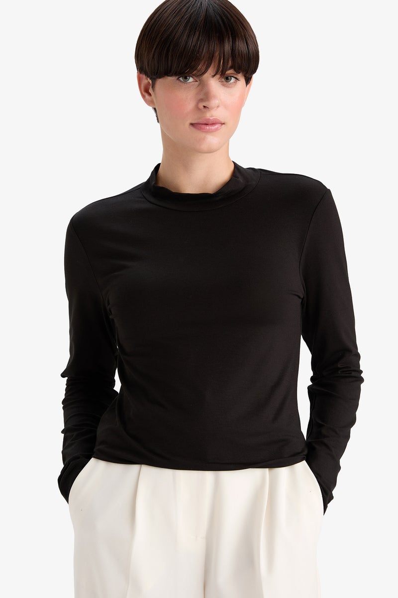 DeFacto Black Woman Body Long Sleeve Knitted Tops Casual - Image 1