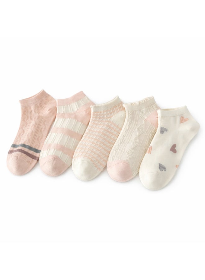 Trendora Women's Cotton Blend Ankle Socks, Mixed Colours, 6 Count, Casual Style, Adult - Image 1