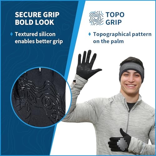 TrailHeads Lightweight Running Gloves for Men – Moisture Wicking & Touchscreen Gloves for Men with Anti-Slip Grip – Ideal for Cool Weather Workouts & Outdoor Activities Black/Reflective Small - Image 2
