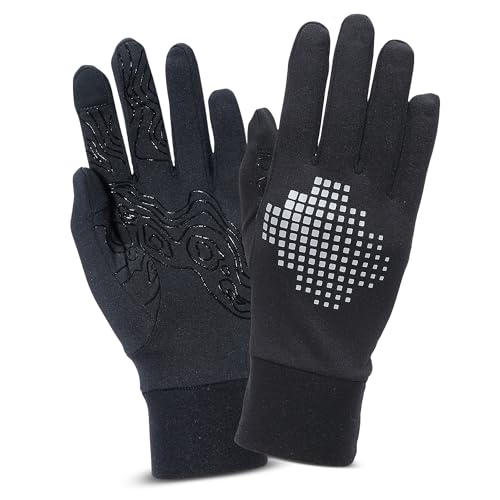 TrailHeads Lightweight Running Gloves for Men – Moisture Wicking & Touchscreen Gloves for Men with Anti-Slip Grip – Ideal for Cool Weather Workouts & Outdoor Activities Black/Reflective Small - Image 1