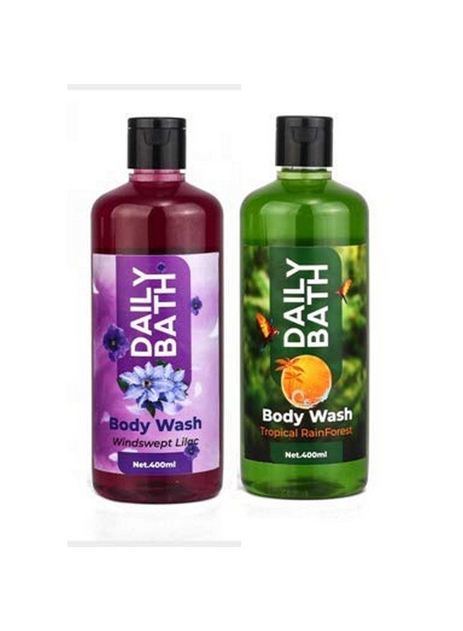 Jeehukm All Skin Types Daily Bath Body Wash Windswept Lilac & Tropical Rain Forest Pack Of 2 (400 ML EACH) BATH LOAF FREE - Image 1