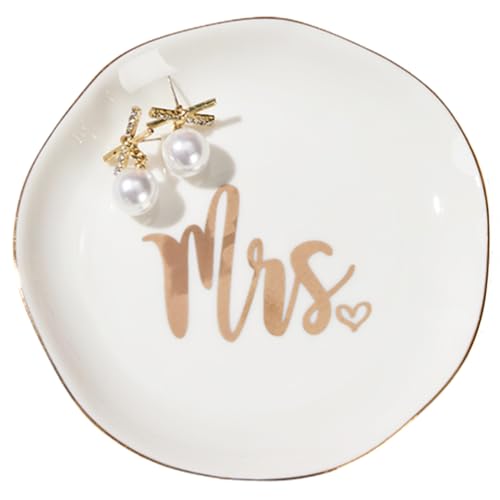 COZITED Mrs. Ring Dish Engagement Wedding Ring Holder Jewelry Dish Tray, Engagement Wedding Gifts for Couples Bridal Shower Gifts Bachelorette Gifts for Bride Future Mrs. Gift - Image 1