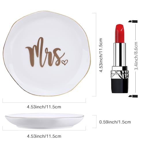COZITED Mrs. Ring Dish Engagement Wedding Ring Holder Jewelry Dish Tray, Engagement Wedding Gifts for Couples Bridal Shower Gifts Bachelorette Gifts for Bride Future Mrs. Gift - Image 3