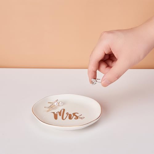 COZITED Mrs. Ring Dish Engagement Wedding Ring Holder Jewelry Dish Tray, Engagement Wedding Gifts for Couples Bridal Shower Gifts Bachelorette Gifts for Bride Future Mrs. Gift - Image 5