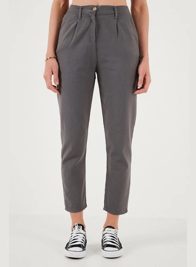 Lela Lela Cotton Slim Fit Normal Waist Straight Leg Trousers Women's TROUSERS 668Y5121