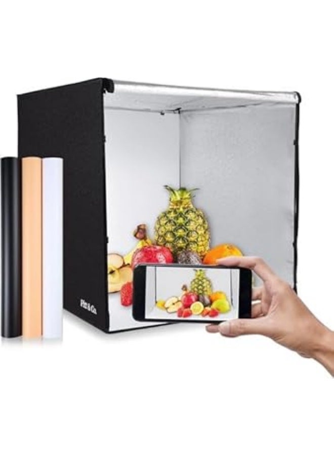 Portable folding photography tent box with white light, 80 x 80 cm