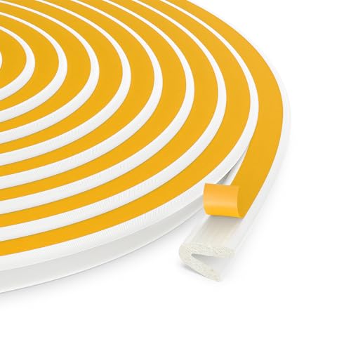 fowong Weather Stripping Door Seal, White V Shape Weather Stripping Seal Strip Foam for Door Frame Insulation Side, 1/2 Inch Wide X 19 Feet Long, Self-Adhesive Soundproofing Window Gap Sealing Strip - Image 1