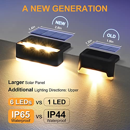 SOLPEX Solar Fence Lights, 6 LEDs Solar Lights Outdoor Waterproof Solar Powered for Deck, Stair, Front Porch, Balcony, Walkway, Garden, Yard, Patio, Pool Decor, IP65 Waterproof (16 Pack, Warm White) - Image 2