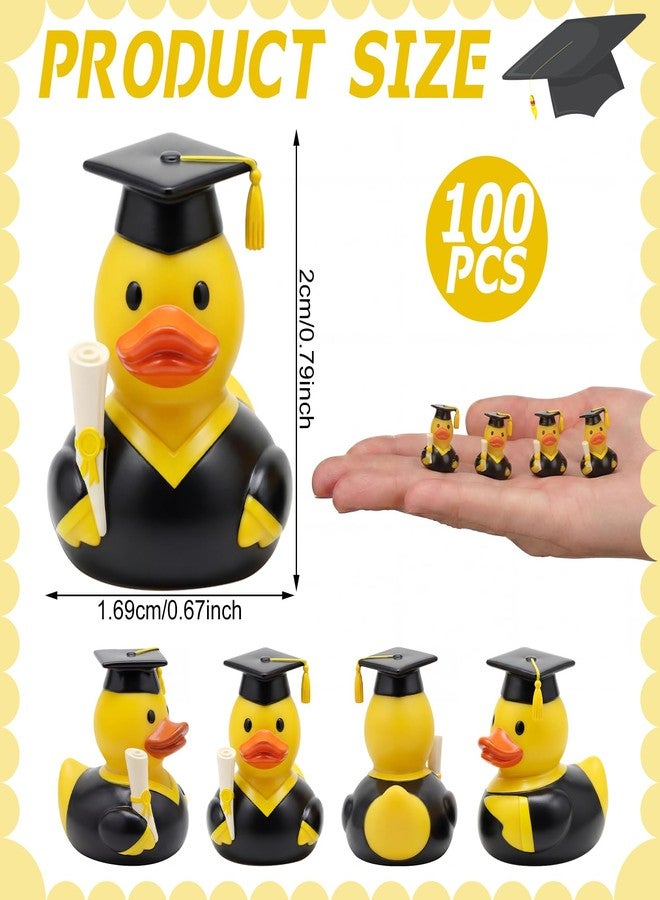 Vicenpal 100 Pcs Mini Graduation Ducks 2026 0.6 x 0.8 Inch Resin Grad Ducks Bulk Tiny Grad Duck Figures with Graduation Cap Yellow Duckies Figurine for Reward Prize Gift Party Supplies(Yellow) - Image 2