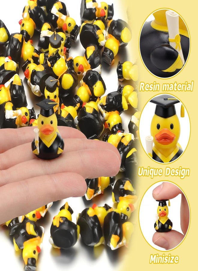 Vicenpal 100 Pcs Mini Graduation Ducks 2026 0.6 x 0.8 Inch Resin Grad Ducks Bulk Tiny Grad Duck Figures with Graduation Cap Yellow Duckies Figurine for Reward Prize Gift Party Supplies(Yellow) - Image 3