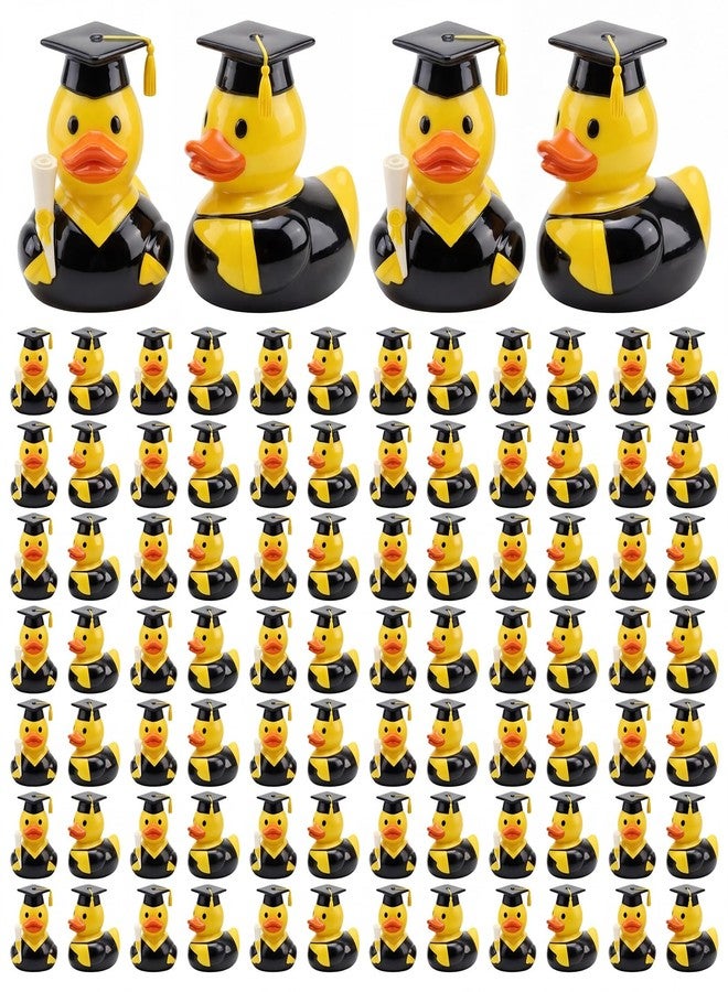 Vicenpal 100 Pcs Mini Graduation Ducks 2026 0.6 x 0.8 Inch Resin Grad Ducks Bulk Tiny Grad Duck Figures with Graduation Cap Yellow Duckies Figurine for Reward Prize Gift Party Supplies(Yellow) - Image 1