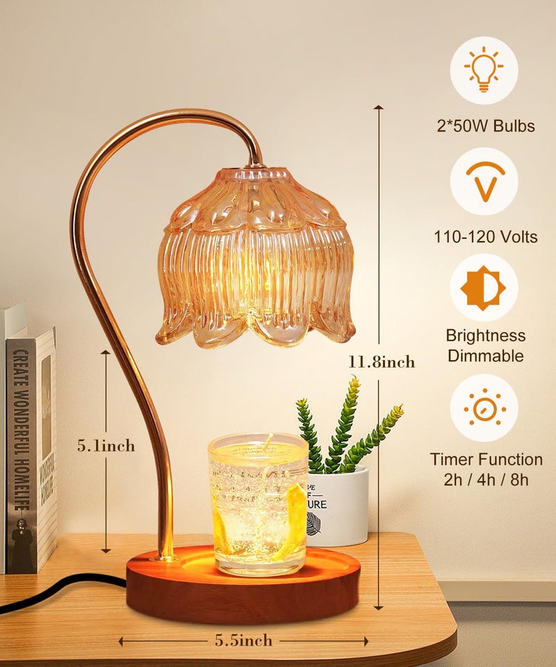 AIKAMI Candle Warmer Lamp Dimmable with Timer- Mothers's Day Gifts for Mom, Fragrance Flower Candle Lamp with 2 *50W Bulbs, Wax Melter Warmer Lamps for Jar Candle, Christmas Halloween House Warming Gifts - Image 2