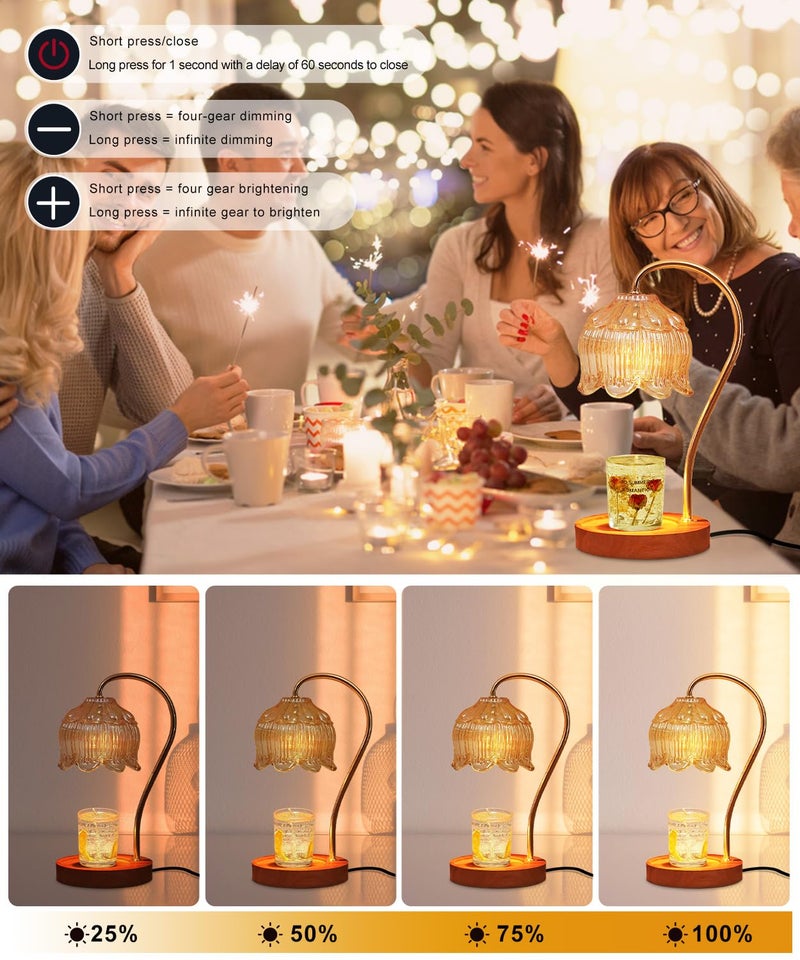 AIKAMI Candle Warmer Lamp Dimmable with Timer- Mothers's Day Gifts for Mom, Fragrance Flower Candle Lamp with 2 *50W Bulbs, Wax Melter Warmer Lamps for Jar Candle, Christmas Halloween House Warming Gifts - Image 3