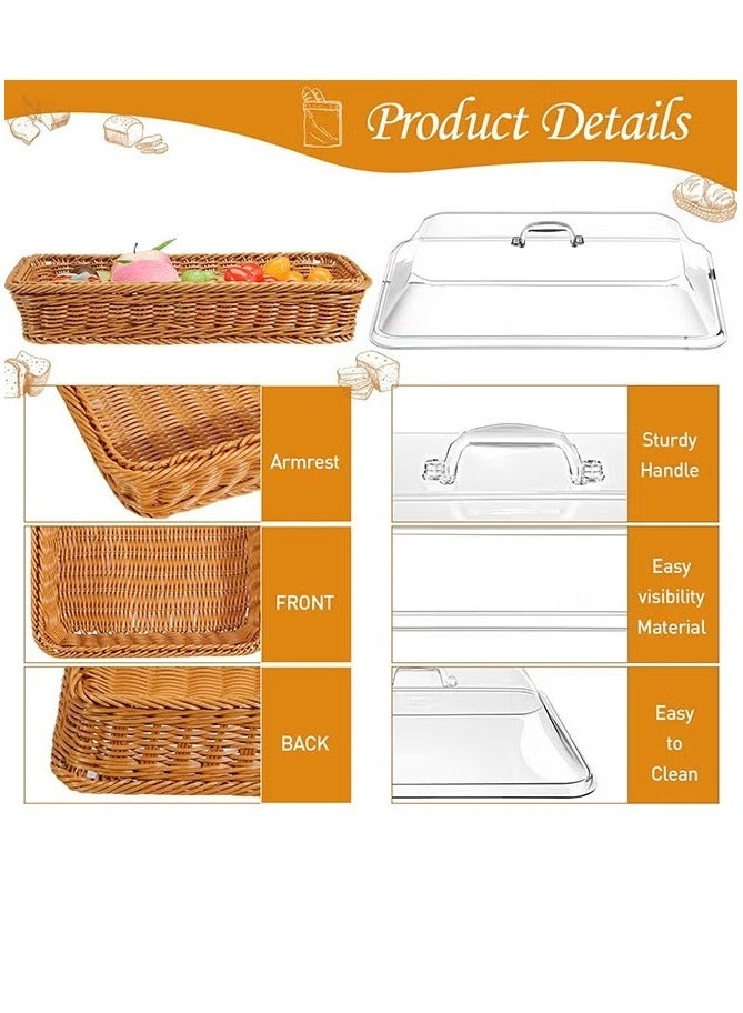 إلفسا سلة خبز من الخيزران مع غطاء أكريليك شفاف - صينية طعام متينة وقابلة للغسل للحلويات والفواكه - مثالية للمطبخ والنزهات والعرض المنزلي - Image 2