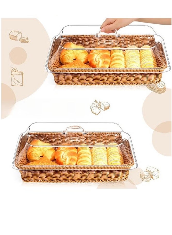 إلفسا سلة خبز من الخيزران مع غطاء أكريليك شفاف - صينية طعام متينة وقابلة للغسل للحلويات والفواكه - مثالية للمطبخ والنزهات والعرض المنزلي - Image 5