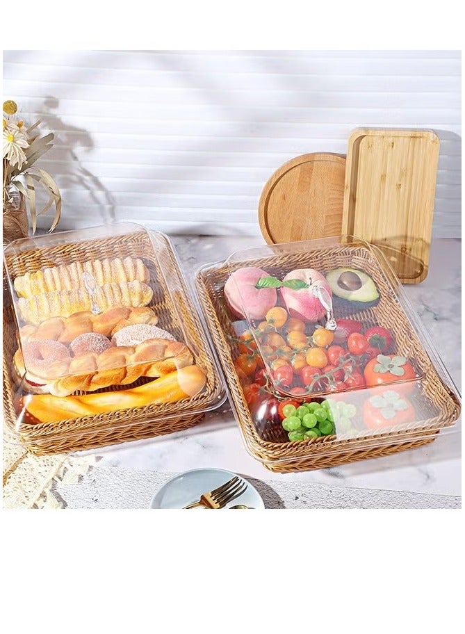 إلفسا سلة خبز من الخيزران مع غطاء أكريليك شفاف - صينية طعام متينة وقابلة للغسل للحلويات والفواكه - مثالية للمطبخ والنزهات والعرض المنزلي - Image 4