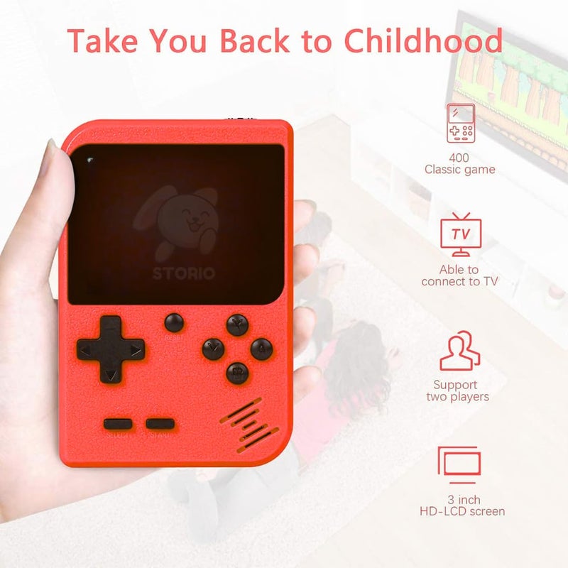 Storio Rechargeable Pocket Video Game for Kids 400 in 1 Retro Game Box Console Handheld Game Box with TV Output, Multicolour - Image 5