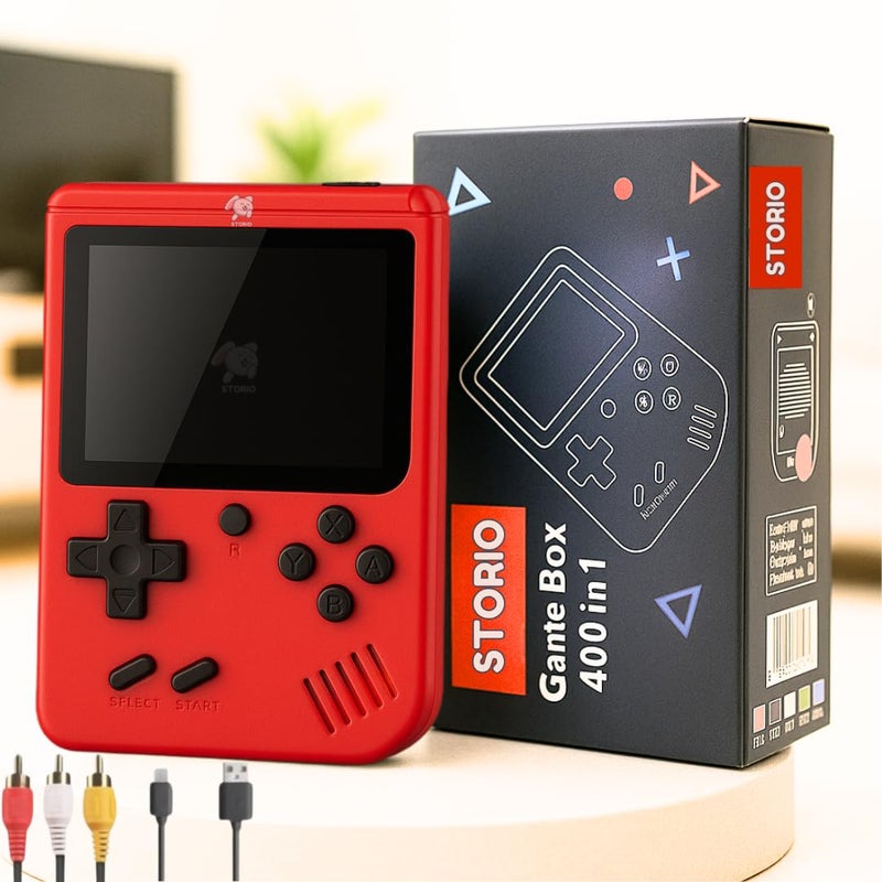 Storio Rechargeable Pocket Video Game for Kids 400 in 1 Retro Game Box Console Handheld Game Box with TV Output, Multicolour - Image 1