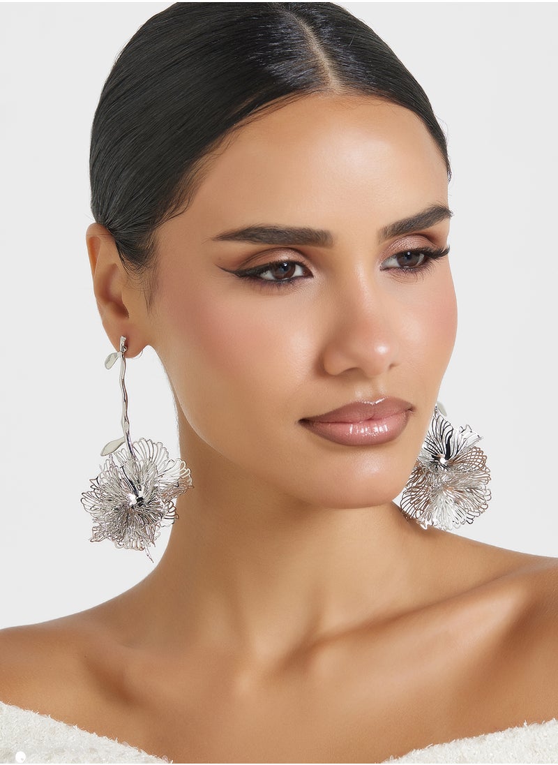 ELLA Oversized Floral Drop Earrings  - Image 3