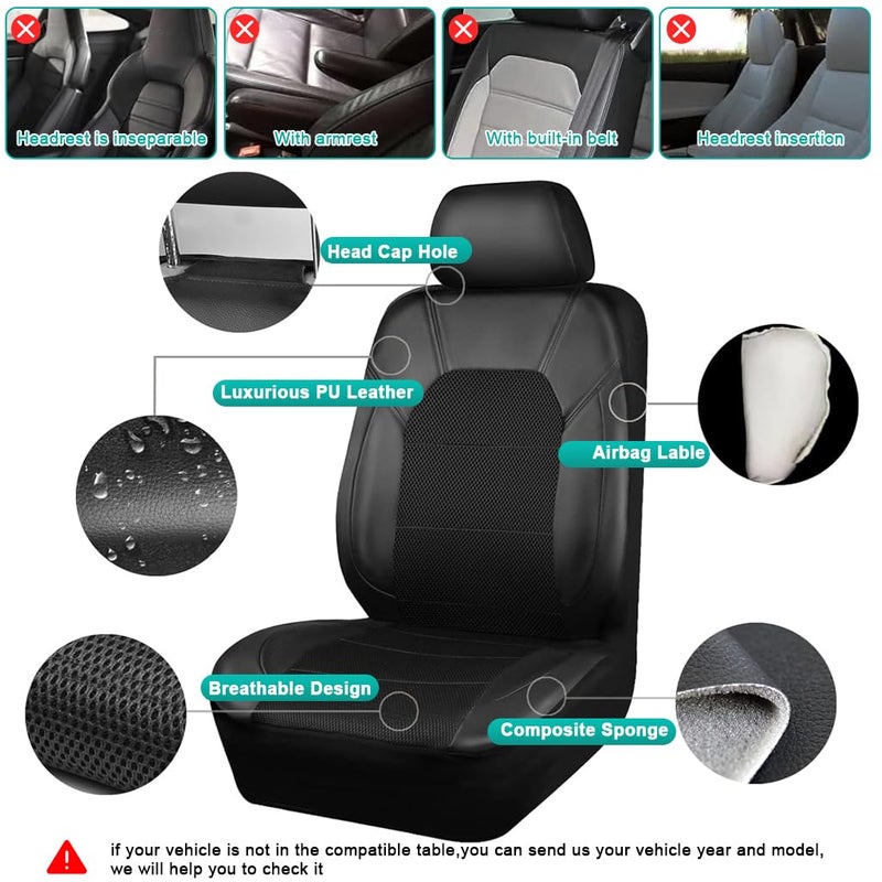 STHIRA® Leather and 3D Air Mesh Universal Fit Car Seat Covers, for Sedans,Trucks,Suvs,Airbag Compatible,Zipper Design and Reserved Opening Holes for Headrest - Image 4