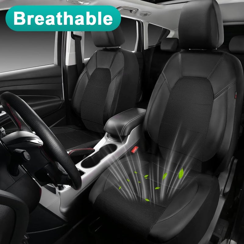 STHIRA® Leather and 3D Air Mesh Universal Fit Car Seat Covers, for Sedans,Trucks,Suvs,Airbag Compatible,Zipper Design and Reserved Opening Holes for Headrest - Image 3