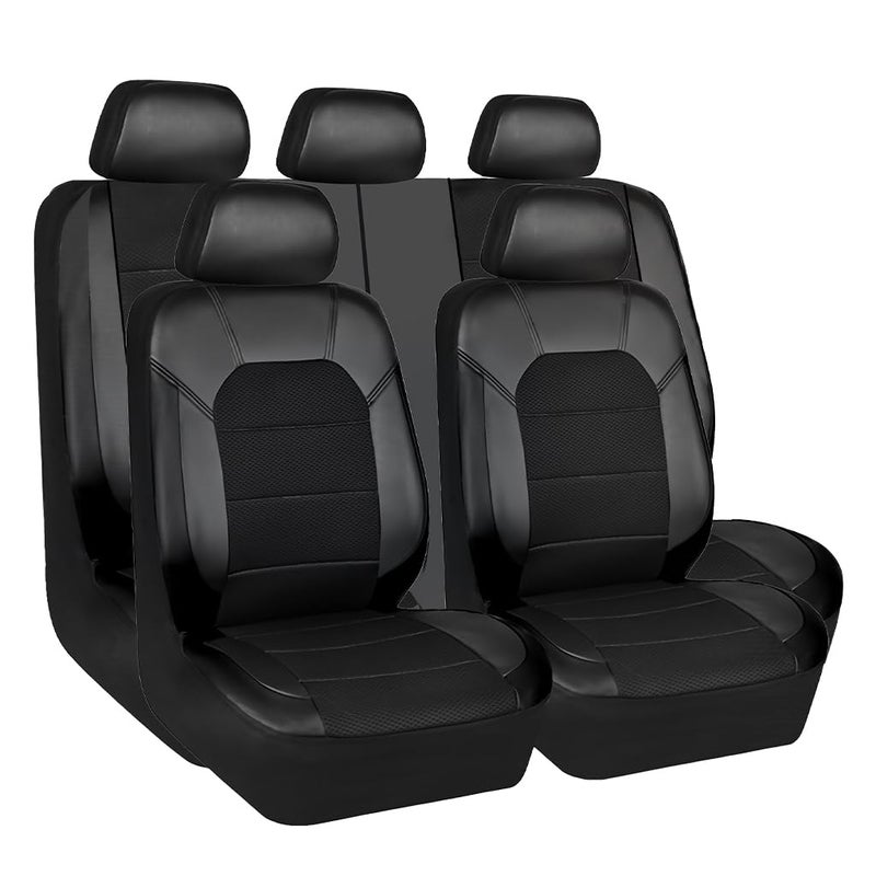 STHIRA® Leather and 3D Air Mesh Universal Fit Car Seat Covers, for Sedans,Trucks,Suvs,Airbag Compatible,Zipper Design and Reserved Opening Holes for Headrest - Image 1