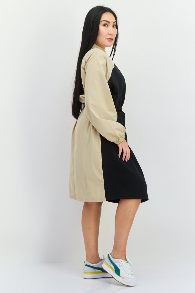 adidas Originals Women Sportswear Fit Long Sleeves Outdoor Belted Dress, Black  - Image 3