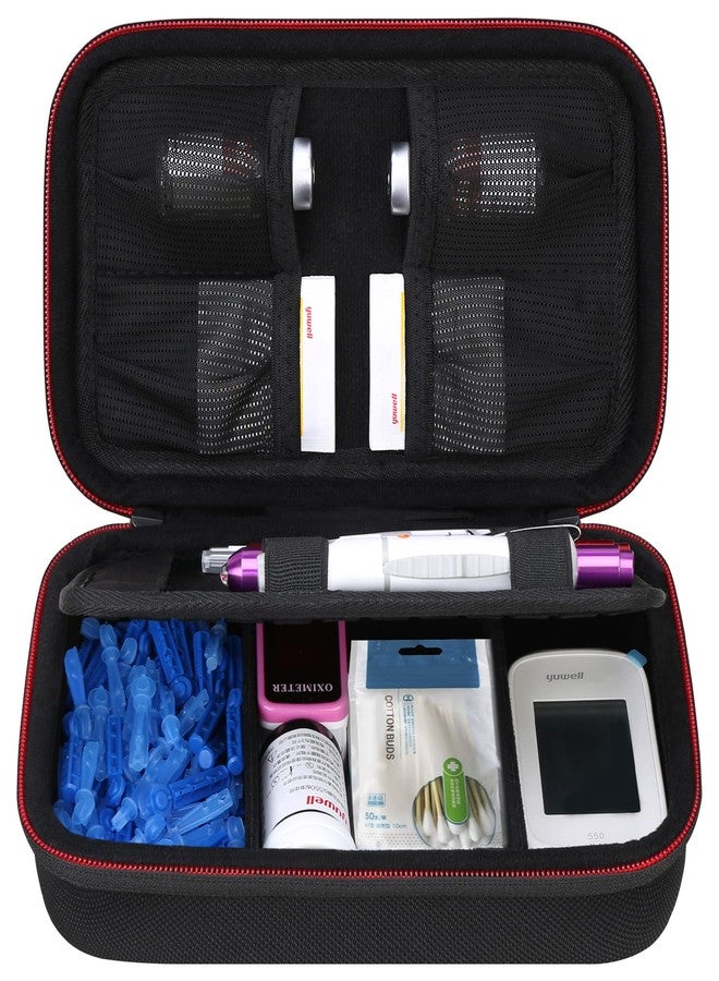 Elonbo Diabetic Supplies Travel Case, Glucose Meter Portable Storage Bag, Diabetic Care Kits Organizer Holder, Diabetic Supply Carrying Case for Glucose Meter Insulin Pen Blood Sugar Test Strips,Black - Image 1