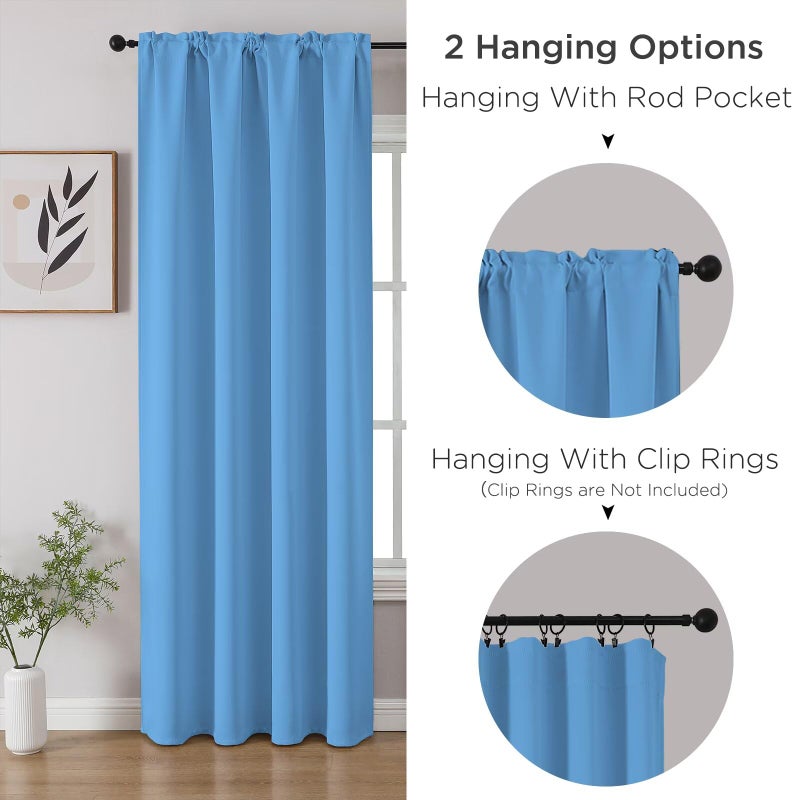 CUCRAF Light Blue Blackout Curtains 84 inch Length 2 Panels Set, Rod Pocket Room Darkening Drapes for Bedroom Living Room, Insulated Thermal Light Blocking Window Curtain (W52 x L84 Inch) - Image 3