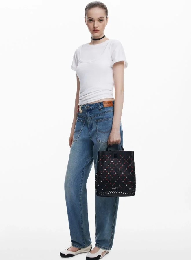 DESIGUAL Small perforated backpack with studs