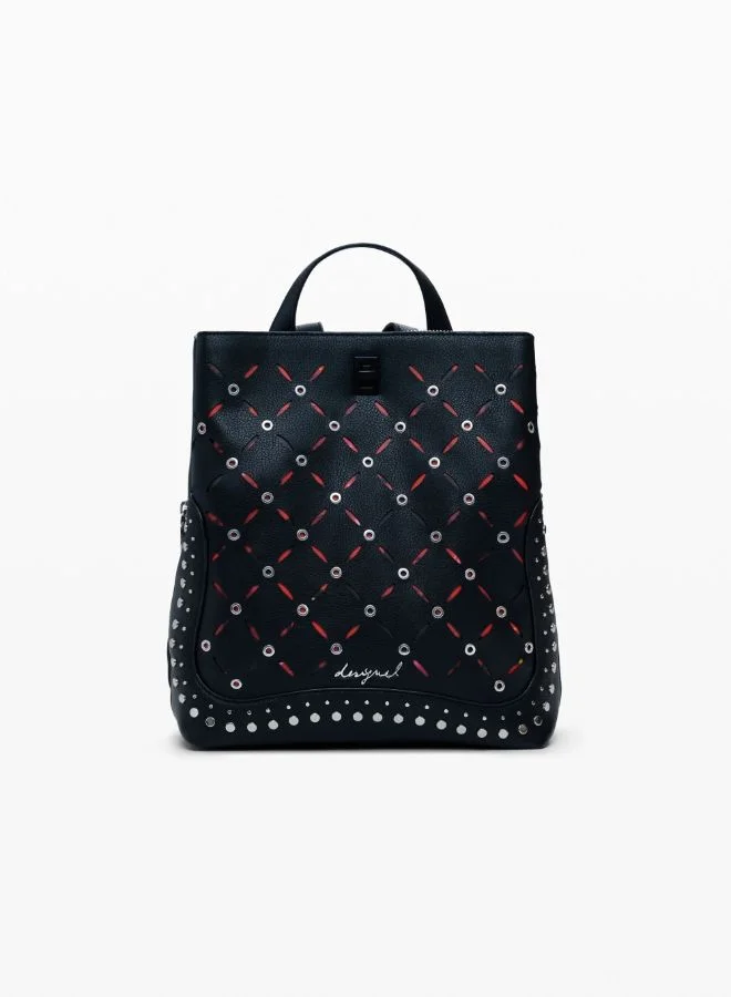 DESIGUAL Small perforated backpack with studs